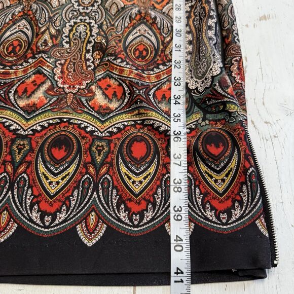 Beige ECI Sheath Dress 4 Paisley Scuba Knit Midi Pencil Fall Career Office - Picture 7 of 11